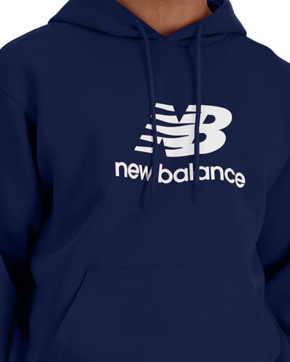 New Balance Essentials Stacked Logo French Terry Hoodie Navy