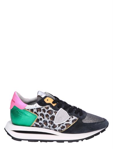 Philippe Model Tropez Haute Sneaker Glitter Women Glitter Leo Noir Vert