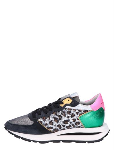 Philippe Model Tropez Haute Sneaker Glitter Women Glitter Leo Noir Vert