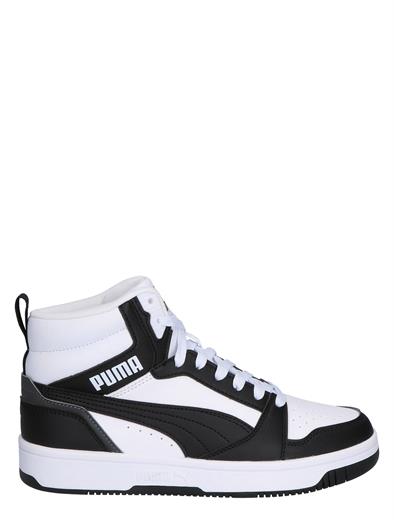 Puma Rebound V6 Mid Jr White Black Shadow Grey