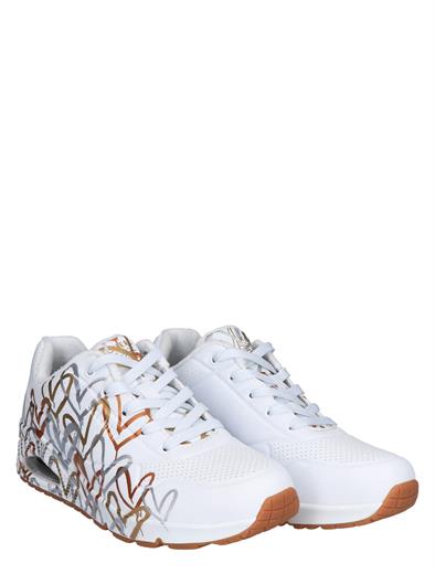 Skechers Goldcrown Uno Metallic Love White Gold 