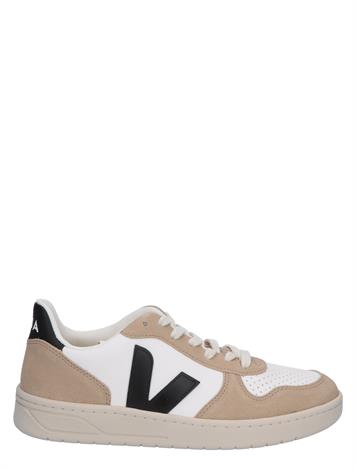 Veja V-10 Chromefree Leather Women White Black Sahara