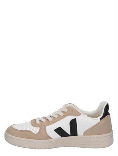 Veja V-10 Chromefree Leather Women White Black Sahara