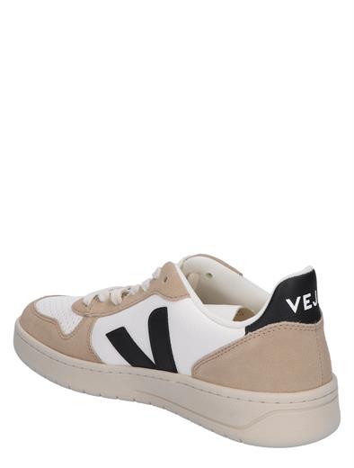 Veja V-10 Chromefree Leather Women White Black Sahara