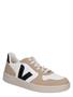 Veja V-10 Chromefree Leather Women White Black Sahara